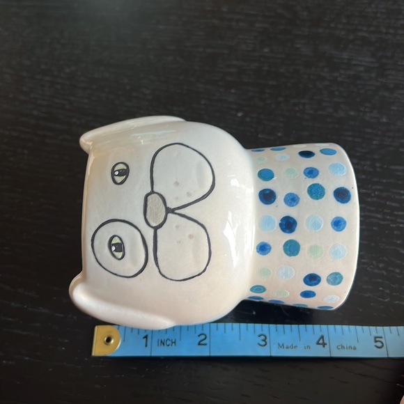 New Small Dog Planter blue dots  cute face - Picture 3 of 5